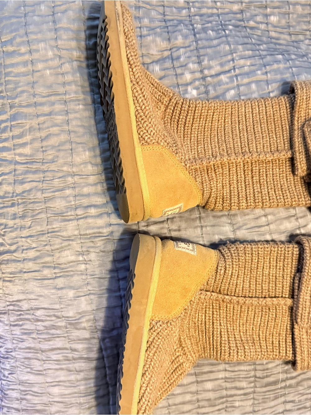 UGG women’s Knit & Suede Booties in Tan